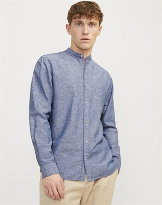 Summer Band Leinenmischung Hemd